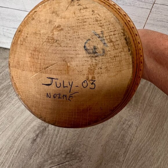 Wood Vase Whimsical Stamp Pattern Primitive Farmhouse Rustic Decor - Picture 5 of 11